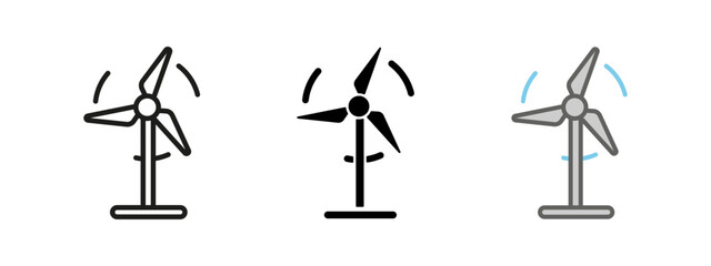Wind turbine energy icon. Renewable electricity vector illustration. Sustainable power generation. Green technology windmill sign. Eco-friendly alternative energy. Environmental clean air concept.