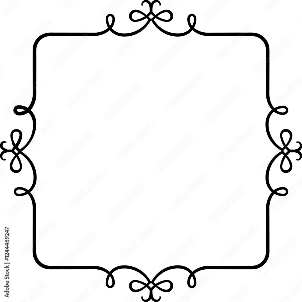 Poster elegant square frame featuring intricate swirls and flourishes, creating a sophisticated border perf