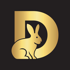 Obraz premium Initial Rabbit Logo Combine With Letter D Vector Template