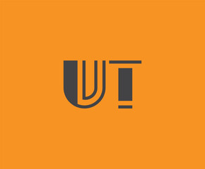 Bold black lettering 'UT' with geometric elements on a vivid orange background, ideal for branding, design, or modern creative projects.