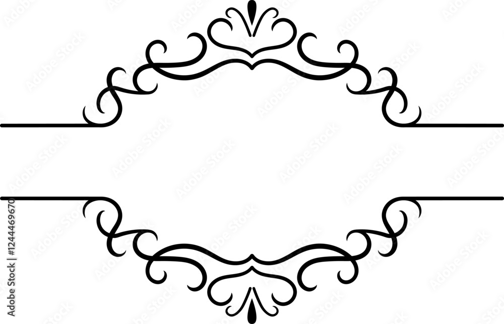 Poster elegant vintage calligraphic double sided frame featuring swirls and flourishes, creating a sophisti