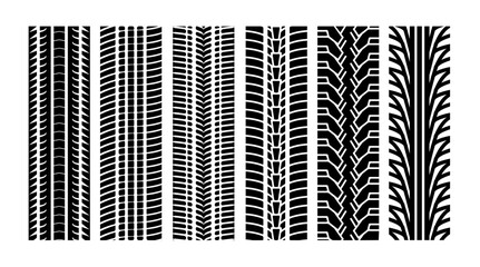 Tyre track vector tread border line. Tire race trail protector automotive car texture wheel