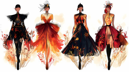 Fototapeta premium Sustainable fashion illustration. Fashion & Costume Design. Illustration
