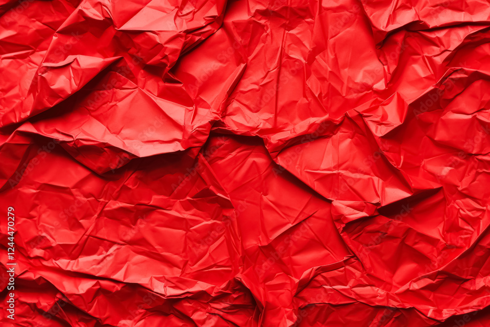 Poster red piece of paper with a jagged edge. the paper is crumpled and torn, giving it a rough and unkempt