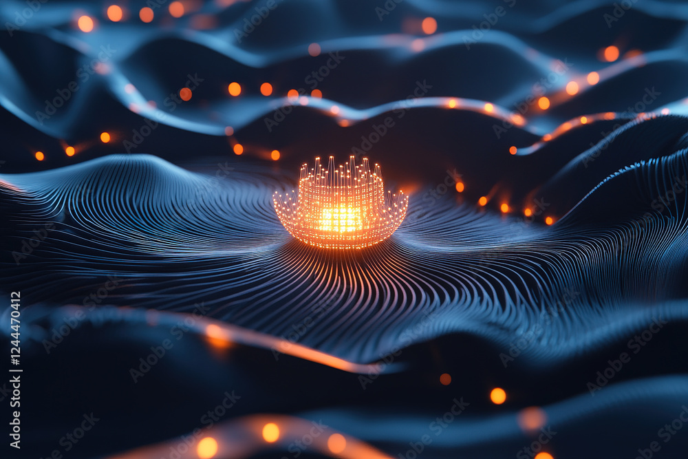 Poster digital waves of light create a mesmerizing landscape reflecting innovation and technology in a capt