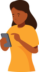 Young woman using mobile phone, browsing internet or social media, modern communication technology concept