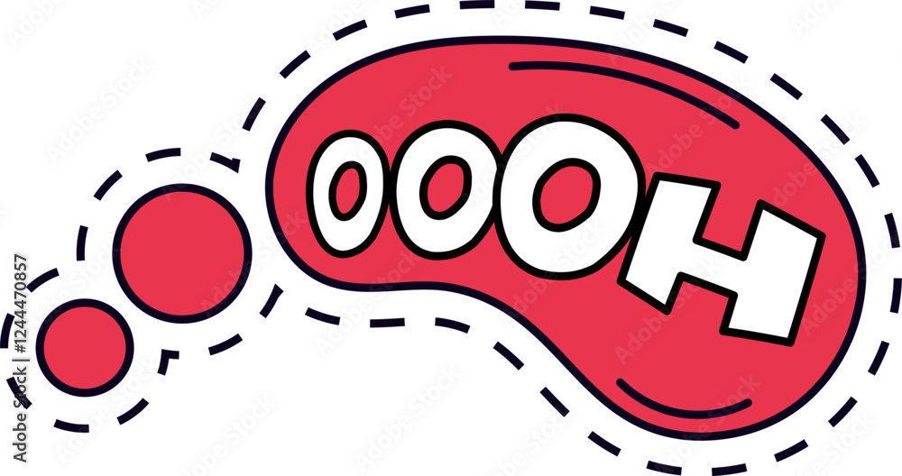 Poster red cartoon bubble with the interjection oooh is expressing amazement, surprise or admiration, with 