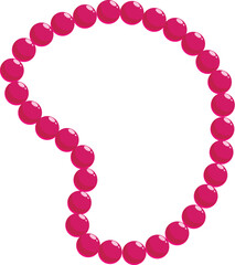 Elegant pink pearl necklace creating a unique abstract design, isolated on white