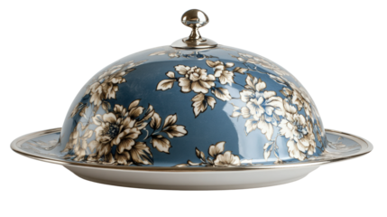 Elegant floral serving dish kitchen food indoors isolated on transparent background