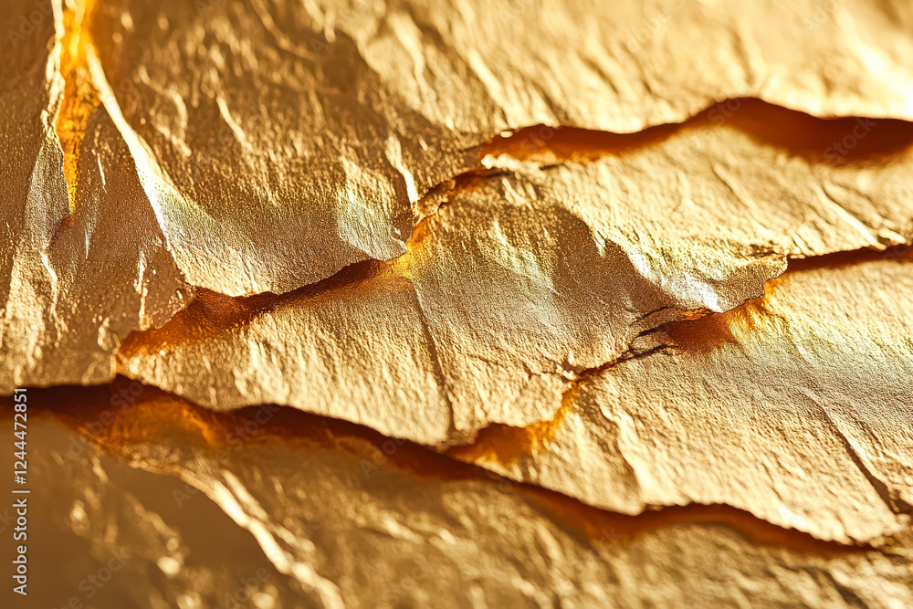 Poster piece of gold paper with a textured surface. the gold color and texture give the paper a luxurious a