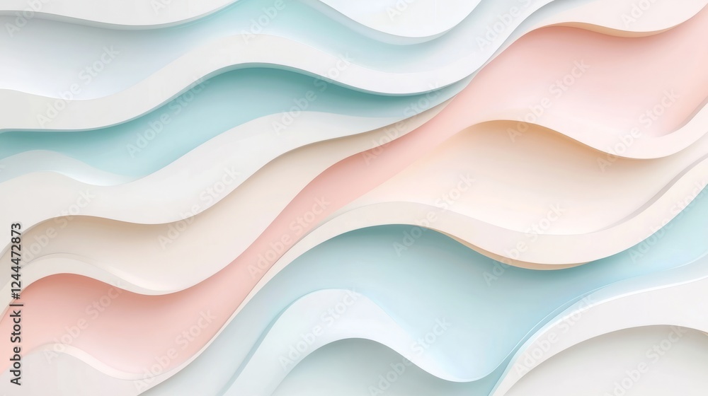 Poster soft pastel waves create a calming abstract background with smooth gradients and flowing shapes for 