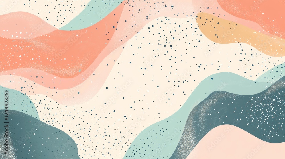 Poster colorful abstract waves create a serene background with playful patterns and gentle textures for mod