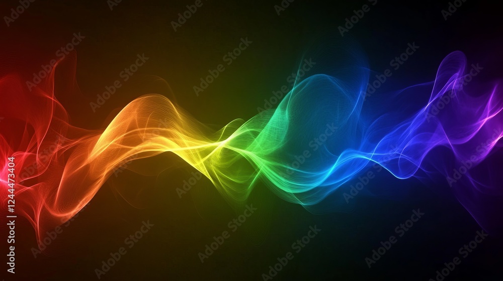 Poster colorful abstract waves create a dynamic visual rhythm against a dark background showcasing vibrant 