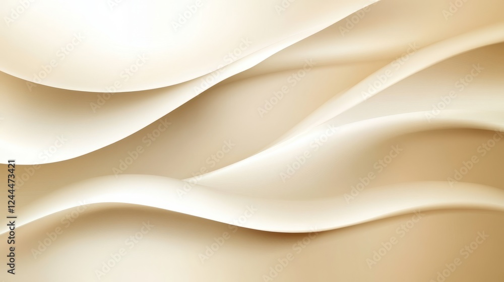 Poster flowing abstract patterns create a soft and elegant background with waves and curves in light beige 
