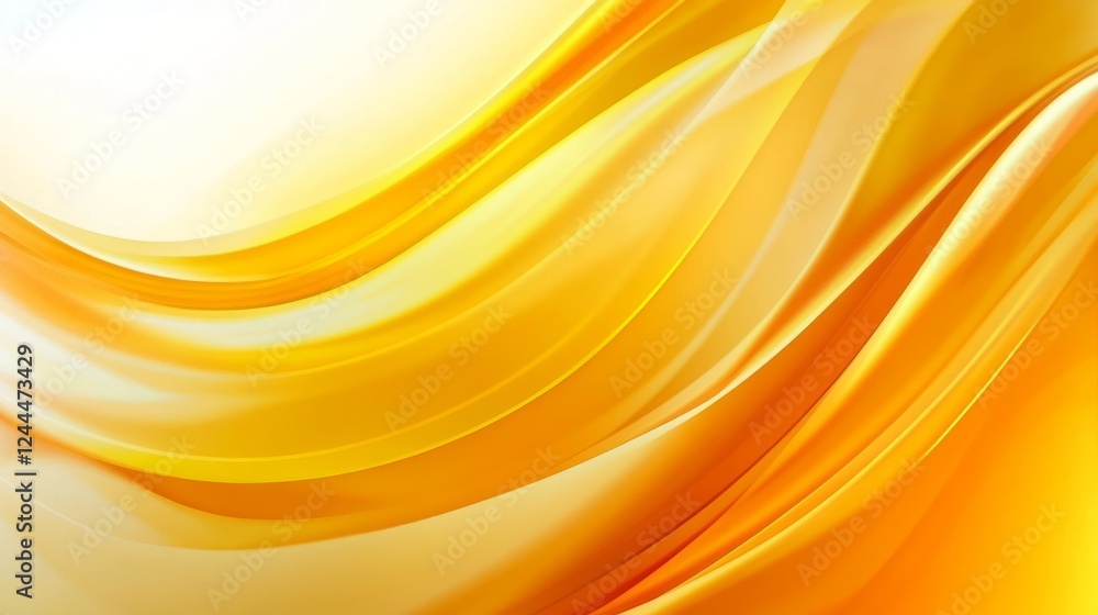 Poster abstract background with flowing yellow and golden waves creating a soft, luminous effect