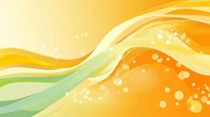 Abstract background with flowing lines and bubbles in shades of orange and yellow