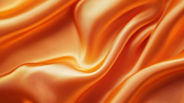 Fototapeta Vibrant orange satin fabric displayed as a smooth, flowing background