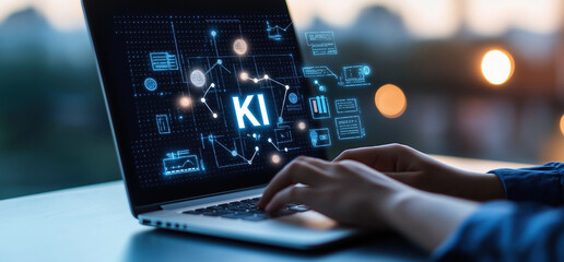  computer screen with word "KI" written on it
