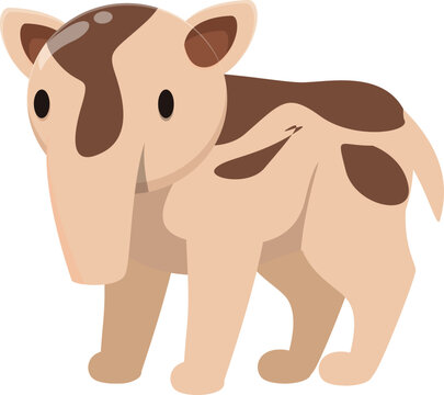 Cartoon macrauchenia, an extinct mammal from south america, standing in profile view