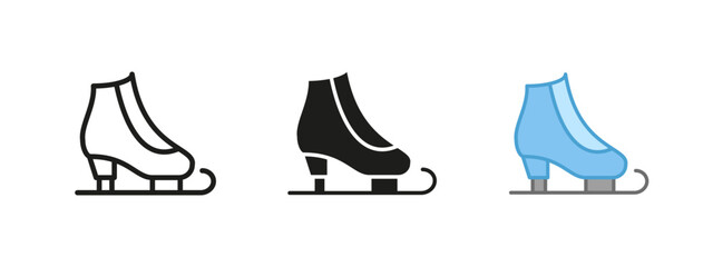 Obraz premium Skates ice icon. Winter skating vector illustration. Professional equipment symbol. Speed and recreation sign. Cold outdoor activity and competitive sport concept.
