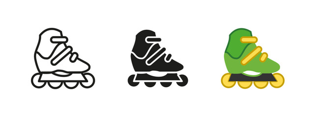 Rollers skates icon. Outdoor skating vector illustration. High-speed activity symbol. Sport and fitness sign. Recreation, exercise, and competition concept.