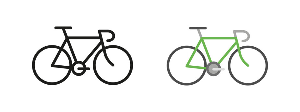 Bicycle icon. Road cycling vector illustration. Eco-friendly transportation symbol. Speed and fitness sign. Urban mobility and outdoor recreation concept.