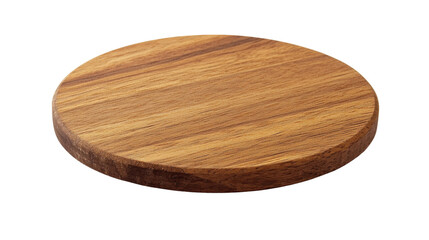 Round wooden cutting board isolated on transparent background