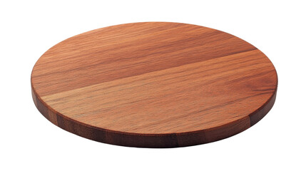 Round wooden cutting board isolated on transparent background