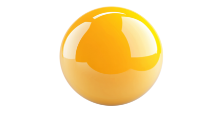 Glossy yellow sphere rotating on transparent background