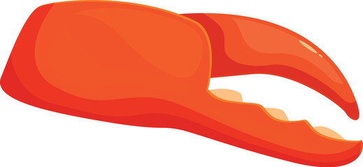 Cartoon illustration of a single isolated red crab claw, evoking delicious seafood meals and the bounty of the ocean