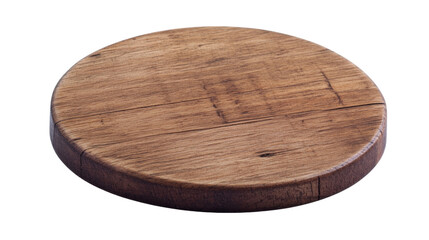 Round wooden cutting board isolated on transparent background