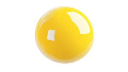 Glossy yellow sphere rotating on transparent background