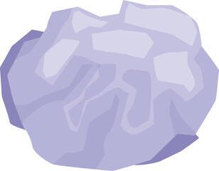 Purple crumpled paper ball isolated on white background, representing office waste, recycling, and environmental awareness