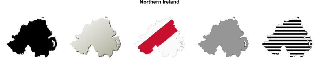 Northern Ireland outline map set
