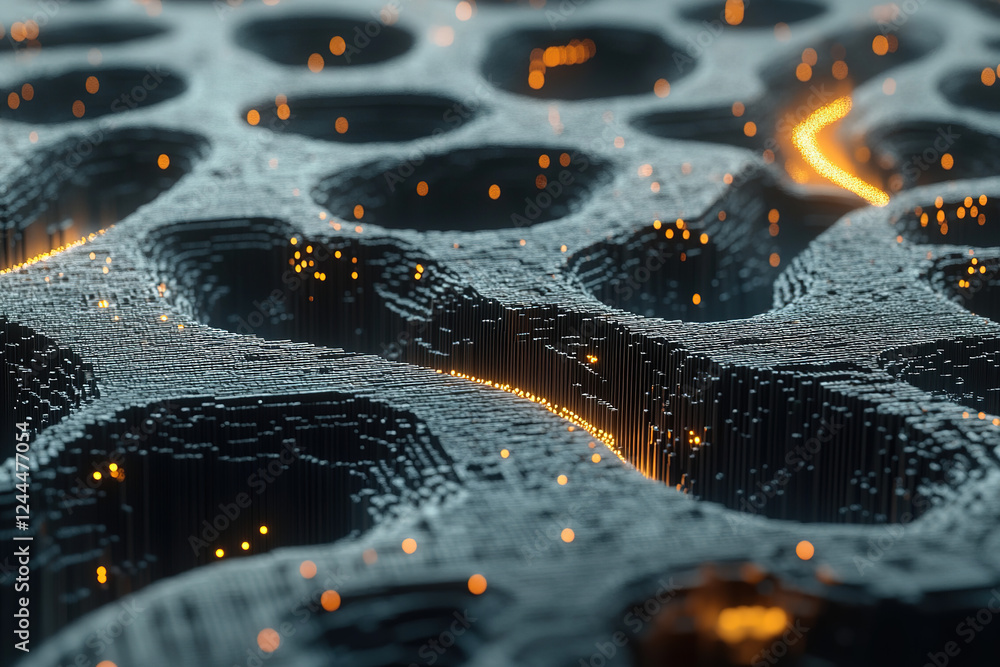 Poster interconnected neural pathways illuminated by vibrant energy patterns in a futuristic digital landsc