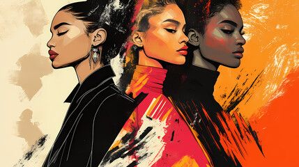Edgy fashion poster set with bold statements on diversity and emotive, powerful imagery. Fashion & Costume Design. Illustration