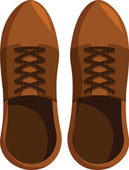 Pair of brown leather shoes viewed from above, showcasing the laces and soles