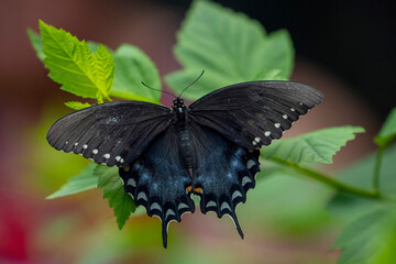 Seattle, Washington State, USA. Spicebush Swallowtail butterfly