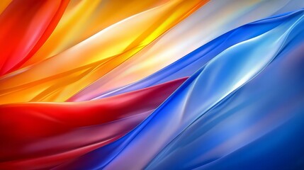 Abstract Flowing Waves of Vibrant Blue, Red, and Orange, Dynamic Layered Translucency, Bold Lines