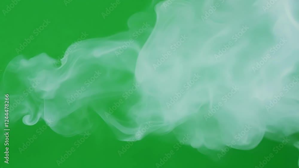 Poster light fog forms billowing shapes giving a sense of movement and fluidity against the solid green. gr