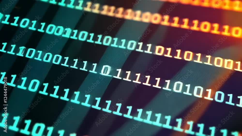 Aufkleber binary data streams flowing in abstract digital matrix background