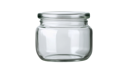 Empty glass jar with lid on transparent background, perfect for mockups