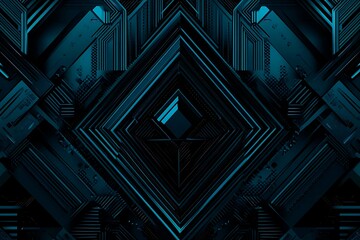 Obraz premium Abstract close-up of a glowing blue digital circuit board, showcasing intricate connections and technological design on a black background. 