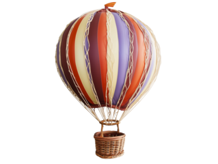 Balloon with a basket for passengers, isolated on a white background