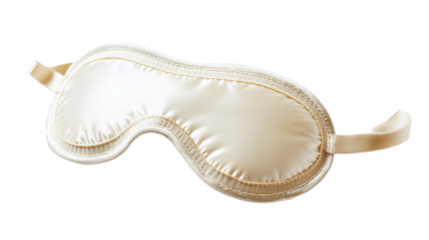 Beige sleep mask resting on transparent background promoting relaxation and healthy sleep habits