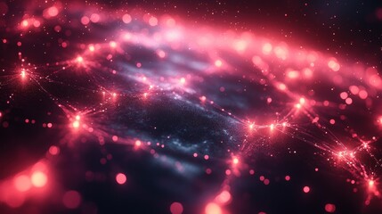 Fototapeta premium Abstract representation of a cosmic network with glowing connections.