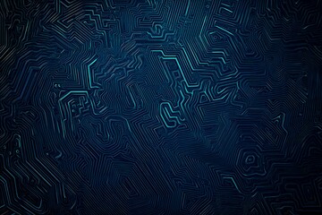 Abstract close-up of a glowing blue digital circuit board, showcasing intricate connections and technological design on a black background.
