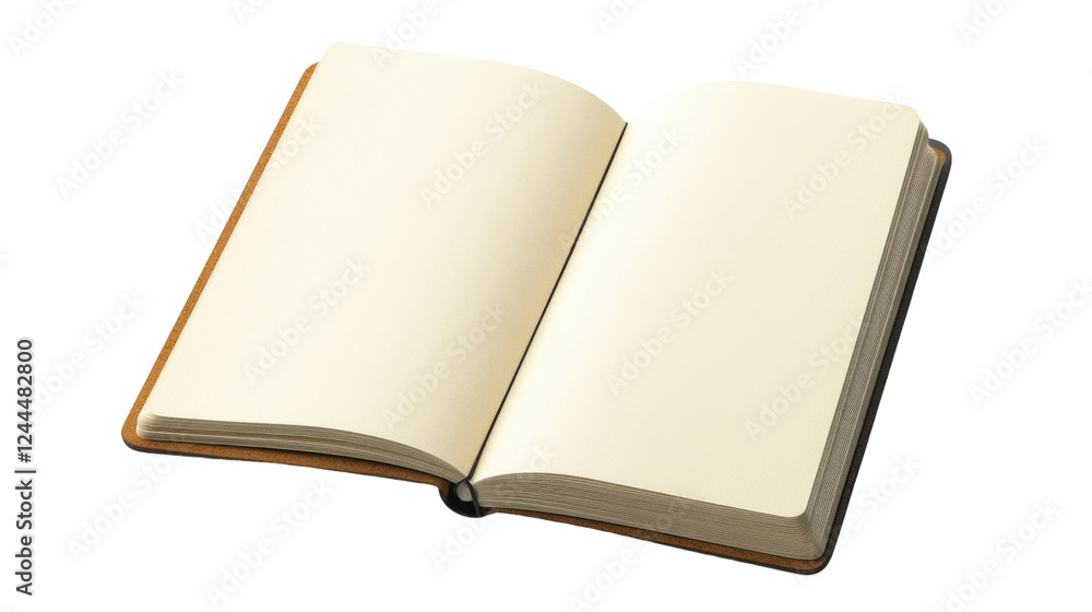 Aufkleber open notebook with blank pages showing on transparent background