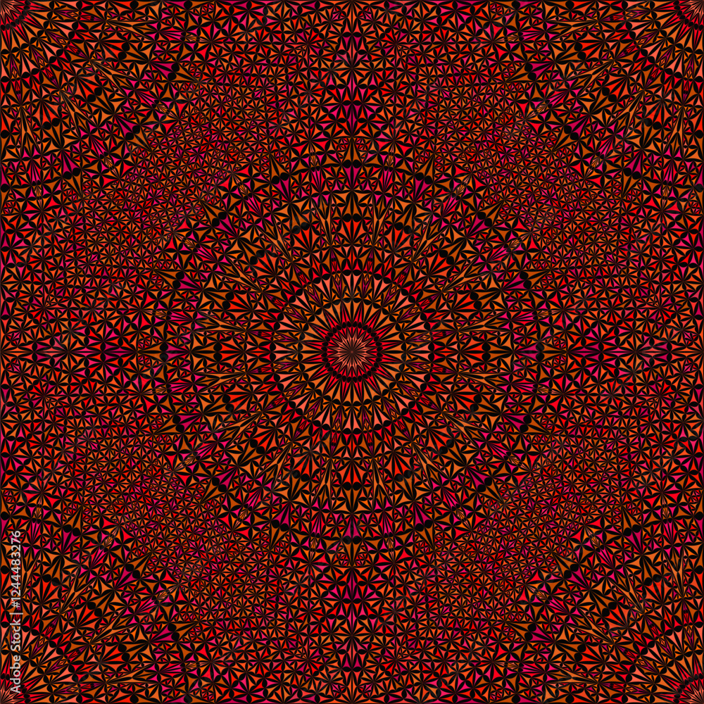Poster red bohemian abstract curved shape ornament pattern background design