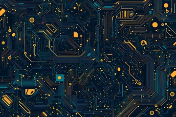 Abstract close-up of a glowing blue digital circuit board, showcasing intricate connections and technological design on a black background.
